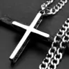 HNSP-collar con colgante de cruz de acero inoxidable 316L para hombre, estilo minimalista, accesorios de joyería, regalo 1