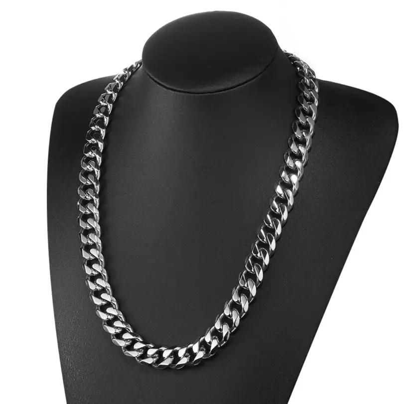 HNSP Cadena de Eslabones Cubanos Miami de Acero Inoxidable 316L para Hombre, Joyería de 7MM/9MM/15MM de Grosor, Accesorios Pesados de Estilo Urbano Punk 4