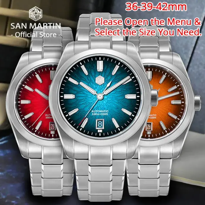 Reloj San Martin 36/39/42mm SN0144 JianZhan Gada Miyota 9015 Diseño Original Estilo Chino para Hombre, Reloj Mecánico Automático 2