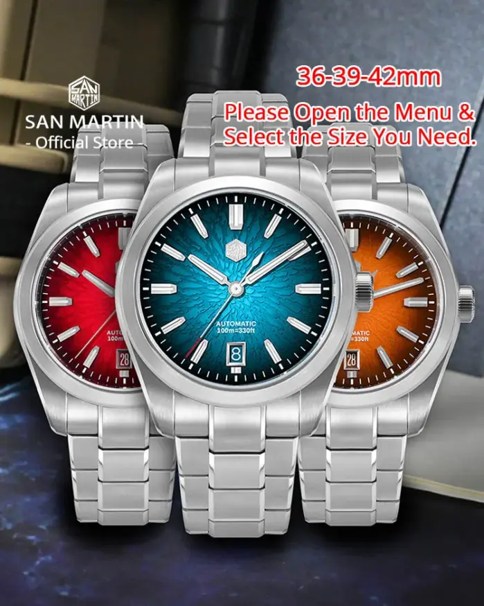 Reloj San Martin 36/39/42mm SN0144 JianZhan Gada Miyota 9015 Diseño Original Estilo Chino para Hombre, Reloj Mecánico Automático 2