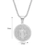 Collar San Benito de Acero Inoxidable 316L HNSP, Colgante de Medalla Redonda, Joyería Religiosa Católica de San Benito, Accesorios de Regalo 5