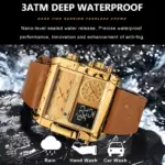 Reloj de pulsera POEDAGAR de lujo para hombre, Reloj rectangular resistente al agua luminoso para día y semana, relojes digitales multifunción para hombre, Reloj de cuarzo 3