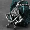Collar con colgante de doble hacha vikinga de acero inoxidable 316L HNSP para hombre, joyería vintage, accesorios punk. 1