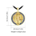Eudora-collar de plata de ley 925 con cruz de oro de 18 quilates, colgante esmaltado de San Benito, amuleto católico, joyería para hombres y mujeres 2