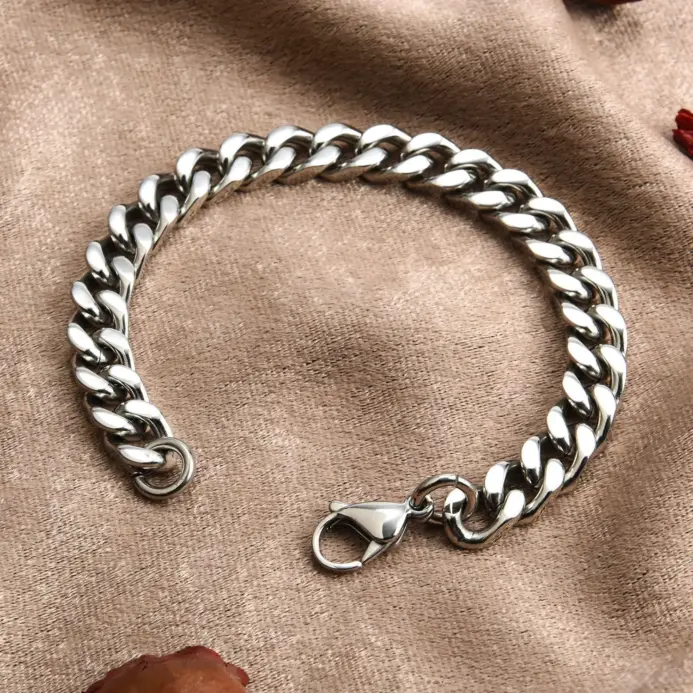 Pulsera Cubana de Acero Inoxidable HNSP para Hombre, Cadena de Mano Estilo Punk, Accesorios de Joyería Masculina, Regalo, 8mm-14mm de Ancho 2