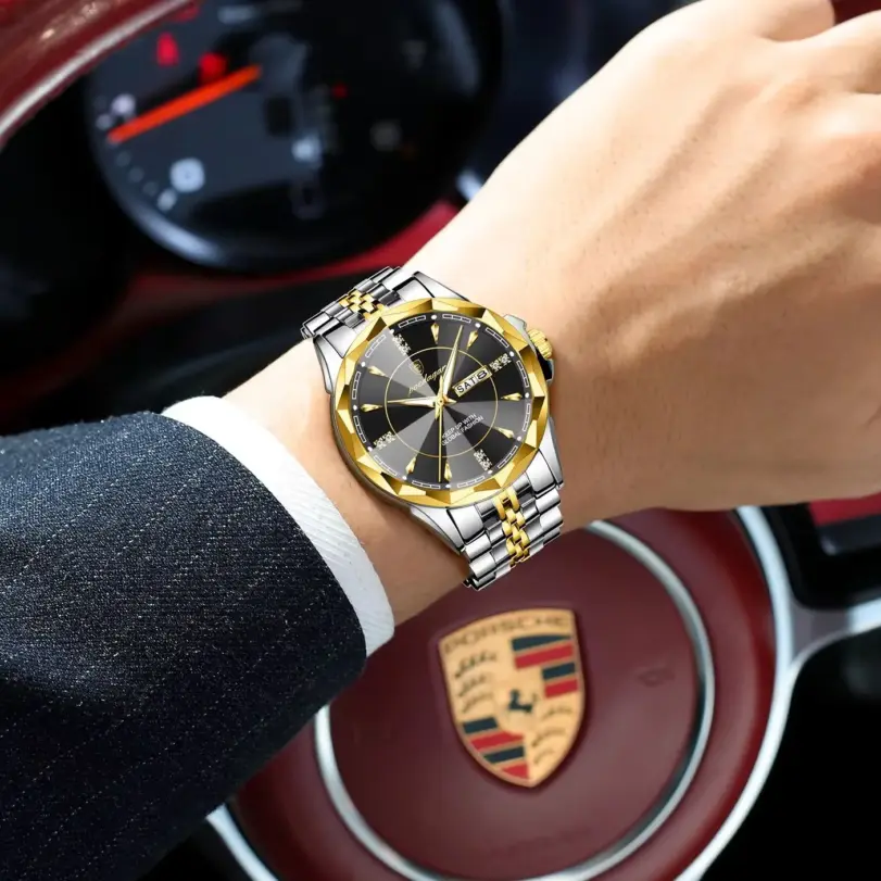 Reloj POEDAGAR Original de Alta Calidad para Hombre, Resistente al Agua, Luminoso, con Fecha y Día de la Semana, Reloj de Lujo para Hombre, Reloj de Cuarzo de Acero Inoxidable 5