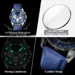 Reloj POEDAGAR Original de lujo para hombre, Reloj luminoso resistente al agua con cronógrafo y fecha para hombre, relojes de cuarzo de cuero para hombre 3