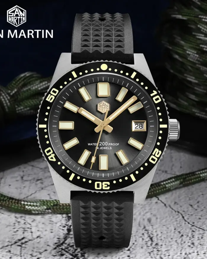Reloj de buceo San Martin oficial 40mm 62mas V3 para hombre Kanagawa surf Dial NH35 mecánico automático 20Bar correa de goma SN0007 2