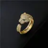 Anillo de animales Chapado en Oro de 18K con incrustaciones de circonia cúbica completa, anillo Unisex con personalidad de apertura, regalo de joyas de fiesta, triangulación de envíos 1