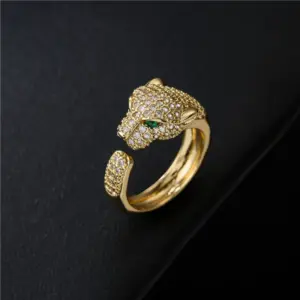 Anillo de animales Chapado en Oro de 18K con incrustaciones de circonia cúbica completa, anillo Unisex con personalidad de apertura, regalo de joyas de fiesta, triangulación de envíos 1