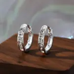 Nuevos pendientes de circón brillantes de Plata de Ley 925, pendientes redondos circulares para mujer, joyería elegante de moda, regalos de fiesta de cumpleaños 4
