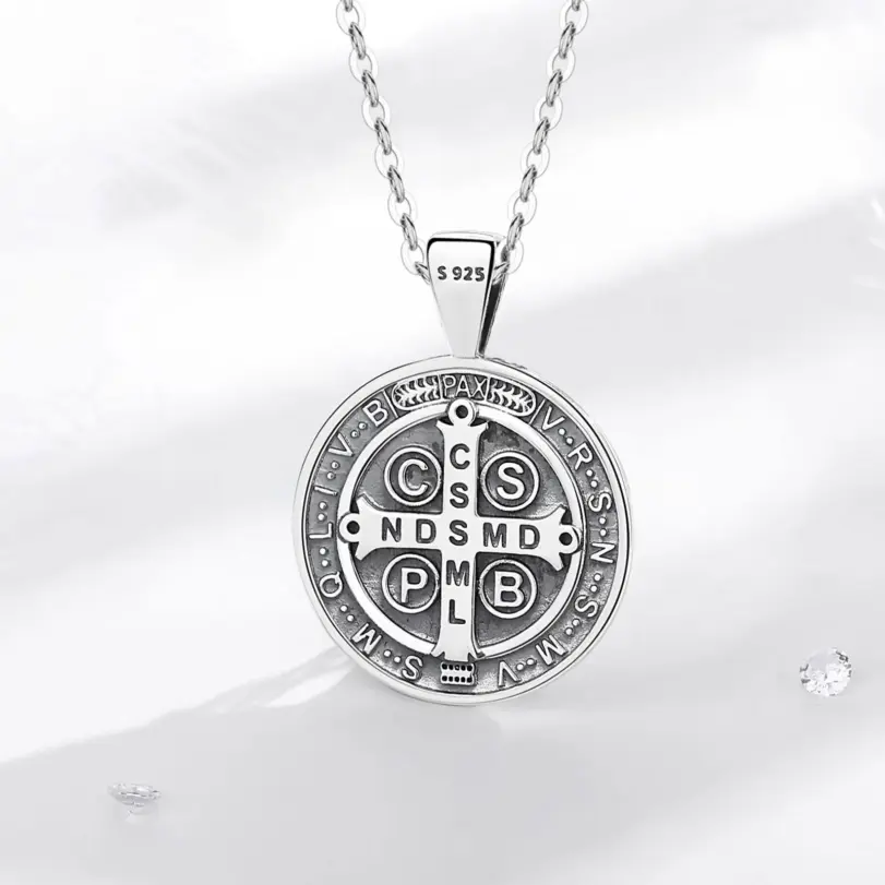 collar de plata de ley 925 con amuleto de Cruz Vintage, colgante religioso, regalo de joyería exquisito para hombres y mujeres 4