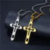 HNSP-collar con cruz hueca de acero inoxidable, colgante de cadena para hombres y mujeres, accesorios de joyería religiosa 1