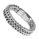 Pulsera de acero inoxidable HNSP de 10MM para hombre, joyería con cierres ocultos, cadena de mano, accesorios de tamaño 19/21/23CM 1