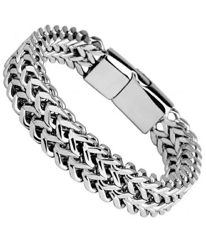 Pulsera de acero inoxidable HNSP de 10MM para hombre, joyería con cierres ocultos, cadena de mano, accesorios de tamaño 19/21/23CM 1