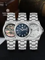 San Martin oficial 39mm Guilloche MOP Dial Gada reloj Miyota 9015 relojes mecánicos automáticos de lujo para hombres 10 ATM reloj SN0150 2