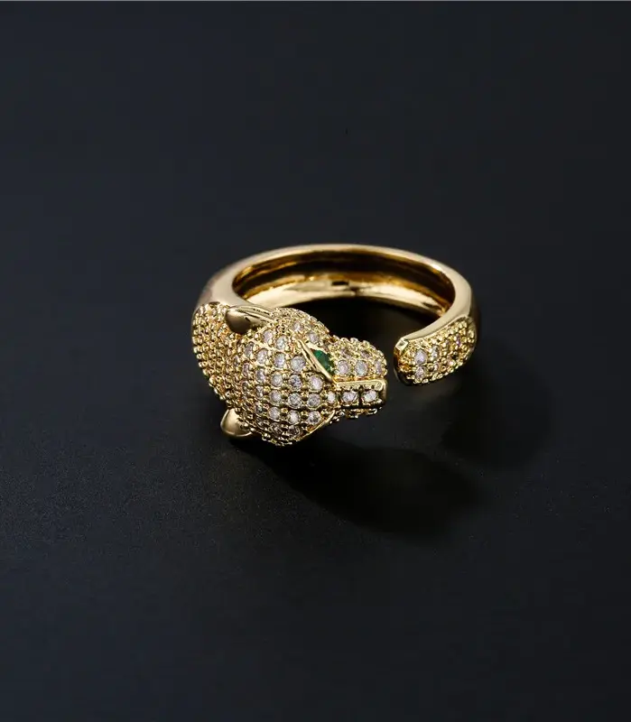 Anillo de animales Chapado en Oro de 18K con incrustaciones de circonia cúbica completa, anillo Unisex con personalidad de apertura, regalo de joyas de fiesta, triangulación de envíos 2