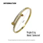 Nueva pulsera chapada en oro de acero inoxidable con circonita para uñas de 18 quilates, pulsera de pareja impermeable de alta calidad, regalo para esposa 6