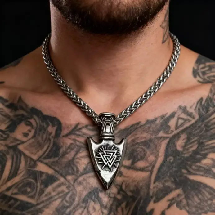 HNSP-collar con colgante de acero inoxidable 316L con nudo de Odín estilo vikingo para hombre, accesorios de joyería 1