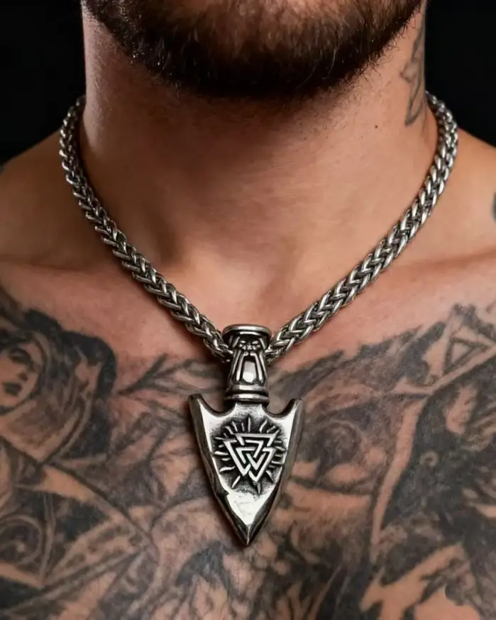 HNSP-collar con colgante de acero inoxidable 316L con nudo de Odín estilo vikingo para hombre, accesorios de joyería 1