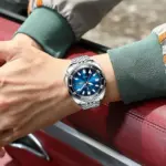 POEDAGAR Reloj de pulsera deportivo de lujo para hombre, Reloj de cuarzo luminoso resistente al agua con calendario semanal para hombre, relojes de acero inoxidable para hombre + caja 6