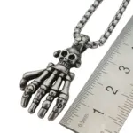 HNSP-Colgante de acero inoxidable con forma de mano de calavera, estilo Punk gótico, con cadena de 60cm, collar para hombre, accesorios de joyería 5