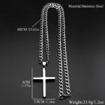 HNSP-collar con colgante de cruz de acero inoxidable 316L para hombre, estilo minimalista, accesorios de joyería, regalo 6