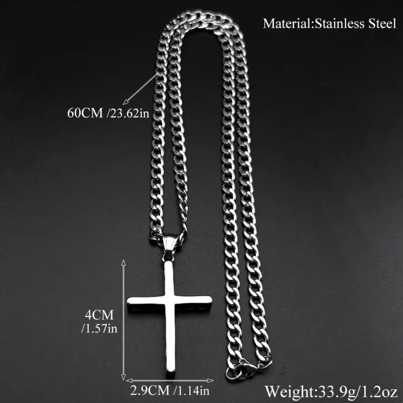 HNSP-collar con colgante de cruz de acero inoxidable 316L para hombre, estilo minimalista, accesorios de joyería, regalo 6