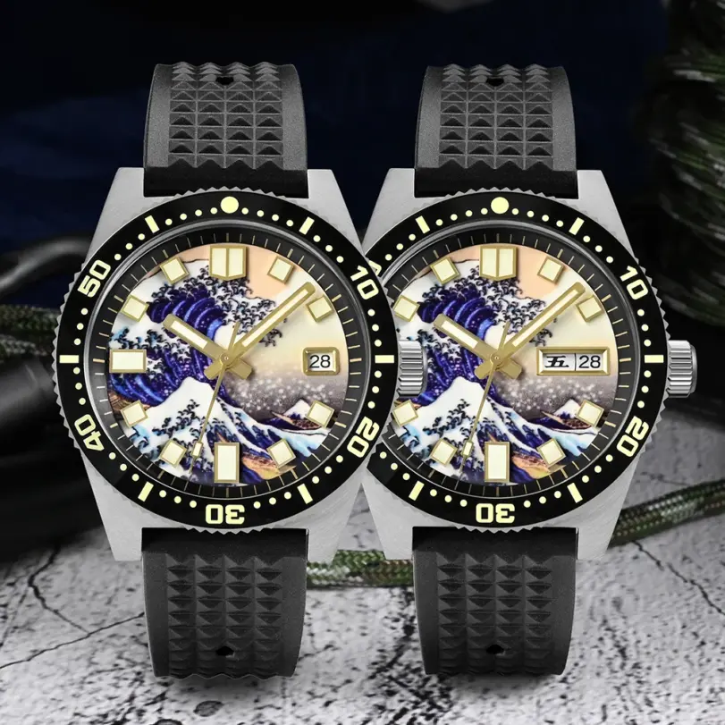 Reloj de buceo San Martin oficial 40mm 62mas V3 para hombre Kanagawa surf Dial NH35 mecánico automático 20Bar correa de goma SN0007 4