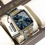 Reloj POEDAGAR a la moda para hombre, Reloj de pulsera luminoso resistente al agua con cronógrafo y fecha para hombre, Reloj cuadrado de cuarzo de acero inoxidable para hombre 1