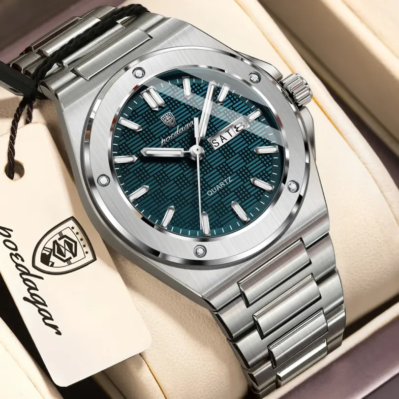 Reloj POEDAGAR Original para Hombre, Reloj de Pulsera de Cuarzo con Fecha y Semana, Reloj Deportivo de Lujo para Hombre, Resistente al Agua, Luminoso, de Acero Inoxidable 1