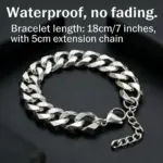 HNSP Pulsera de cadena cubana de acero inoxidable de 3 mm a 15 mm de grosor para hombre, joyería de mano, accesorio de estilo punk urbano 2