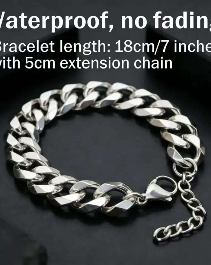 HNSP Pulsera de cadena cubana de acero inoxidable de 3 mm a 15 mm de grosor para hombre, joyería de mano, accesorio de estilo punk urbano 2
