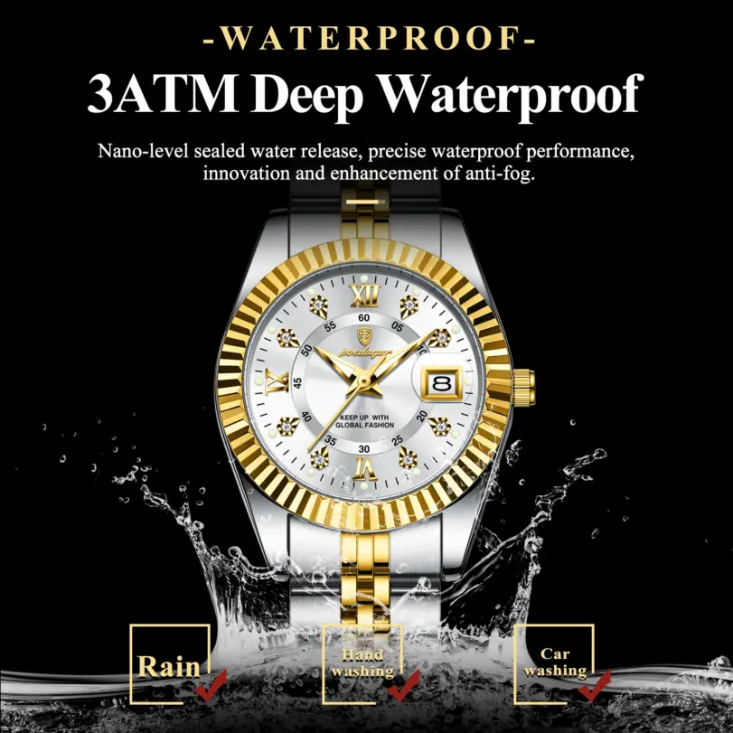 Reloj POEDAGAR de lujo para mujer, luminoso, resistente al agua, con fecha, reloj de acero inoxidable para mujer, relojes de cuarzo informales a la moda para mujer, regalo 3