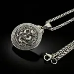 HNSP 316L Acero inoxidable diseño en relieve dragón tótem colgante collar para hombres accesorio de joyería Vintage 3