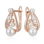 Pendientes Kinel únicos de perlas inglesas para mujer, moda 585, Color oro rosa, accesorios de boda para novia, joyería fina diaria, novedad de 2024 6