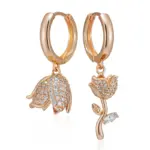 Kinel Hot 585 pendientes grandes asimétricos de Color oro rosa para mujer, accesorios de circón Natural totalmente brillante, joyería fina diaria 6