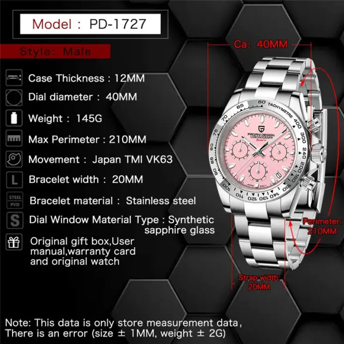 Reloj Cronógrafo PAGANI DESIGN para Hombre, Reloj Deportivo de Cuarzo con Bisel de Zafiro VK63, Reloj Hombre, Montre Homme, часы мужские наручные 2