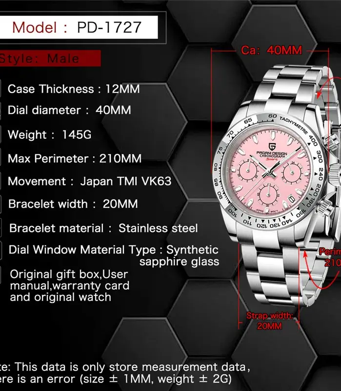 Reloj Cronógrafo PAGANI DESIGN para Hombre, Reloj Deportivo de Cuarzo con Bisel de Zafiro VK63, Reloj Hombre, Montre Homme, часы мужские наручные 2