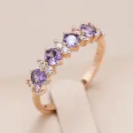 Anillo de circón Natural púrpura brillante para mujer, Color oro rosa 585, banda de boda redonda a juego, joyería fina diaria 1 Anillo de circón Natural púrpura brillante para mujer, Color oro rosa 585, banda de boda redonda a juego, joyería fina diaria 1