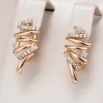 Kinel Hot 585 pendientes de gota cruzados geométricos de Color oro rosa para mujer accesorios de circón Natural brillante joyería fina diaria nupcial 1