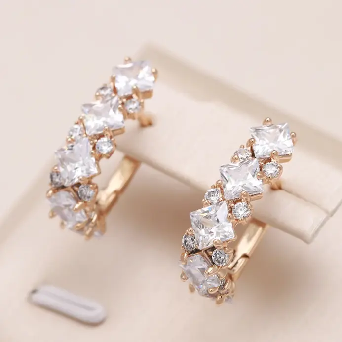 Kienl-pendientes largos de circonita Natural para mujer, Color oro rosa 585, joyería de boda Vintage para novia, diseño de lujo, el mejor regalo 2022 1