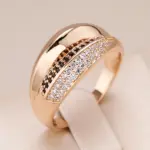 Anillos Kinel de circón blanco y negro Natural de lujo para mujer, cruz geométrica 585, oro rosa, joyería Vintage fina para fiesta de boda y uso diario 1 Anillos Kinel de circón blanco y negro Natural de lujo para mujer, cruz geométrica 585, oro rosa, joyería Vintage fina para fiesta de boda y uso diario 1