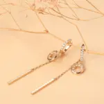 Kinel-pendientes largos con borlas para mujer, aretes colgantes a la moda, Color oro rosa 585, circonita Natural, joyería fina para uso diario, regalo de cristal 5