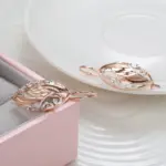 Kinel-pendientes étnicos de oro rosa 585 para mujer, aretes con flor hueca Simple, joyería Vintage para boda 3