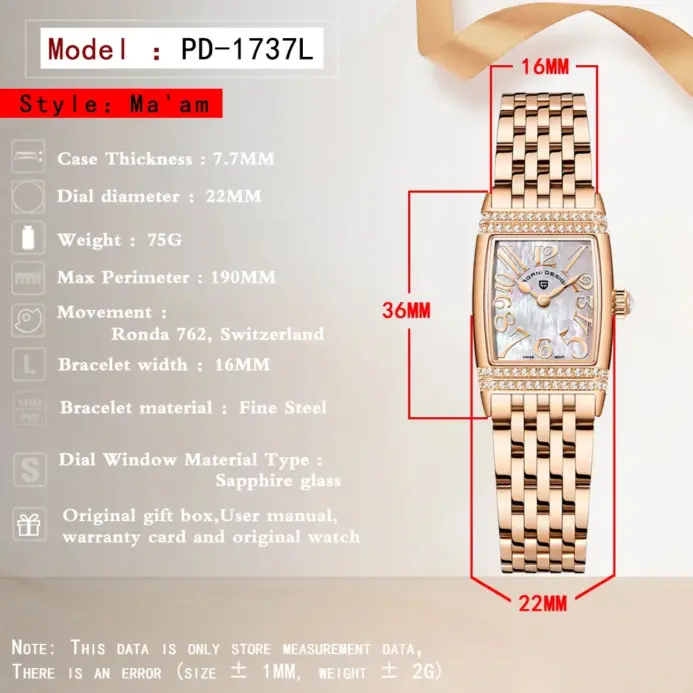 PAGANI DESIGN-reloj de cuarzo para mujer, accesorio de lujo a la moda, con movimiento suizo de Ronda zafiro, de acero inoxidable, resistente al agua, regalo 2