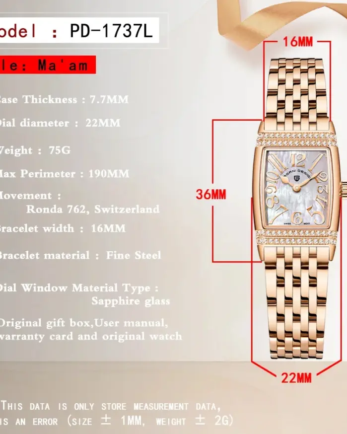 PAGANI DESIGN-reloj de cuarzo para mujer, accesorio de lujo a la moda, con movimiento suizo de Ronda zafiro, de acero inoxidable, resistente al agua, regalo 2