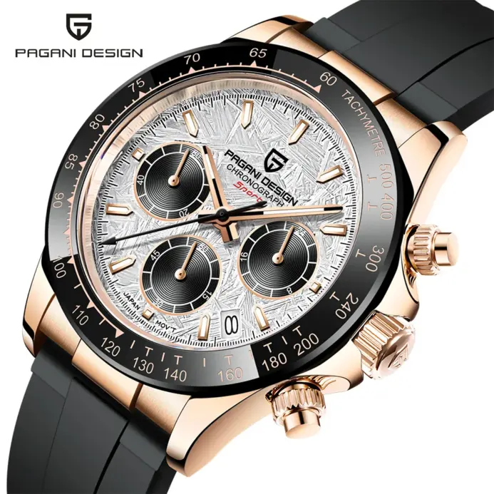 Relojes de pulsera PAGANI DESIGN PD-1664 de lujo Japón VK63 Movt de cuarzo zafiro cronógrafo resistente al agua Reloj dorado para Hombre 1