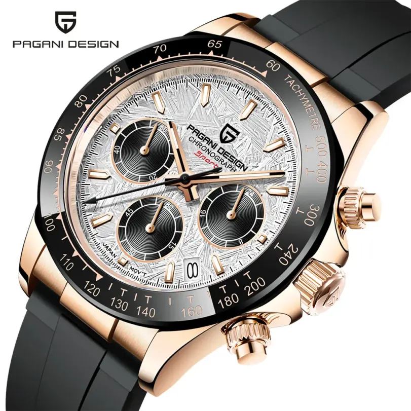 Relojes de pulsera PAGANI DESIGN PD-1664 de lujo Japón VK63 Movt de cuarzo zafiro cronógrafo resistente al agua Reloj dorado para Hombre 1 Relojes de pulsera PAGANI DESIGN PD-1664 de lujo Japón VK63 Movt de cuarzo zafiro cronógrafo resistente al agua Reloj dorado para Hombre 1