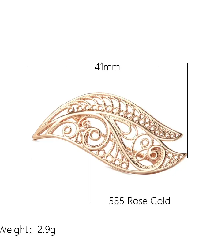 Kinel-broche de oro rosa para mujer, joyería de boda moderna, creativa y única, broche de Metal hueco, 585 2